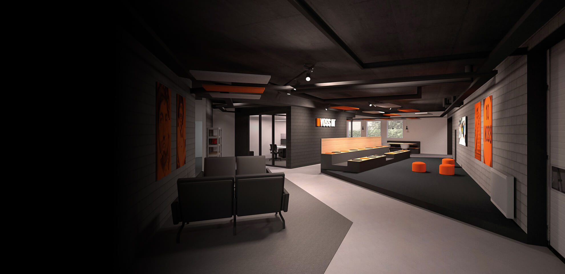 Interior design for modern work environments. Display International creates well-conceived offices and foyers with clarity and atmosphere.