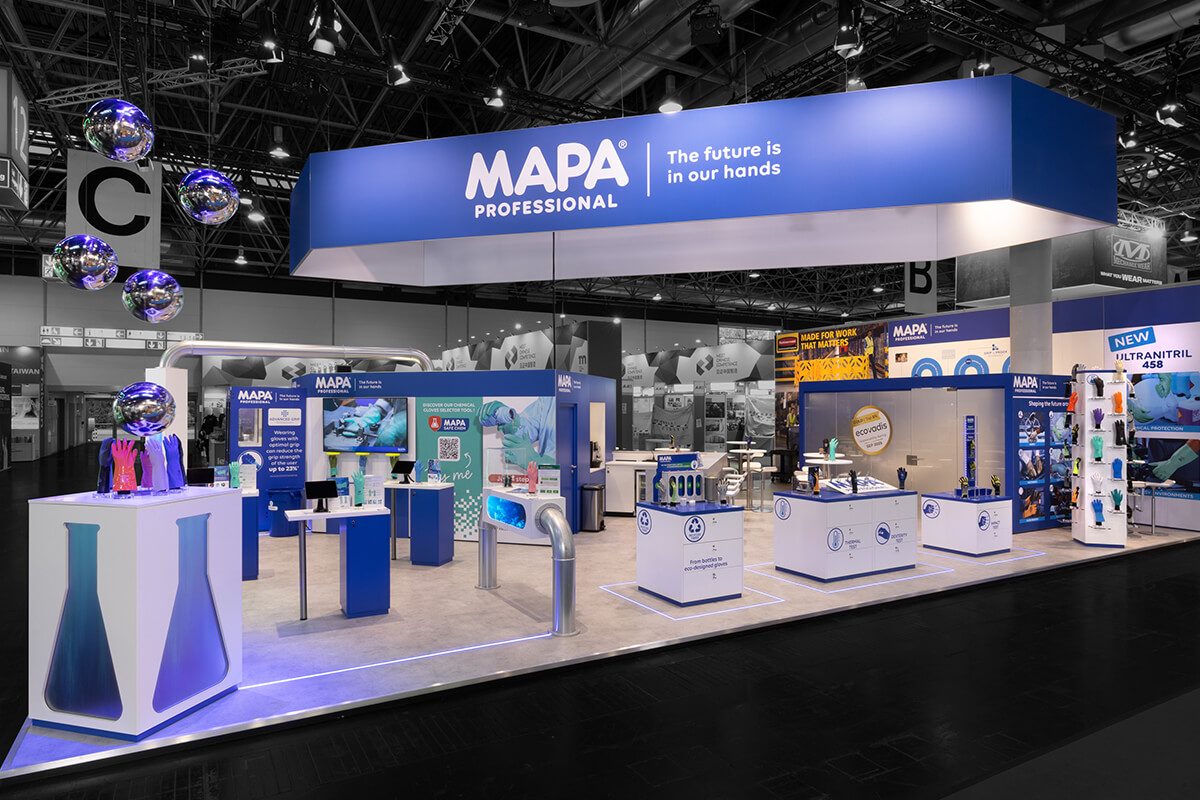 Ganzheitlicher Messebau von Konzeption über Fertigung bis zur finalen Umsetzung – alles aus einer Hand realisiert.